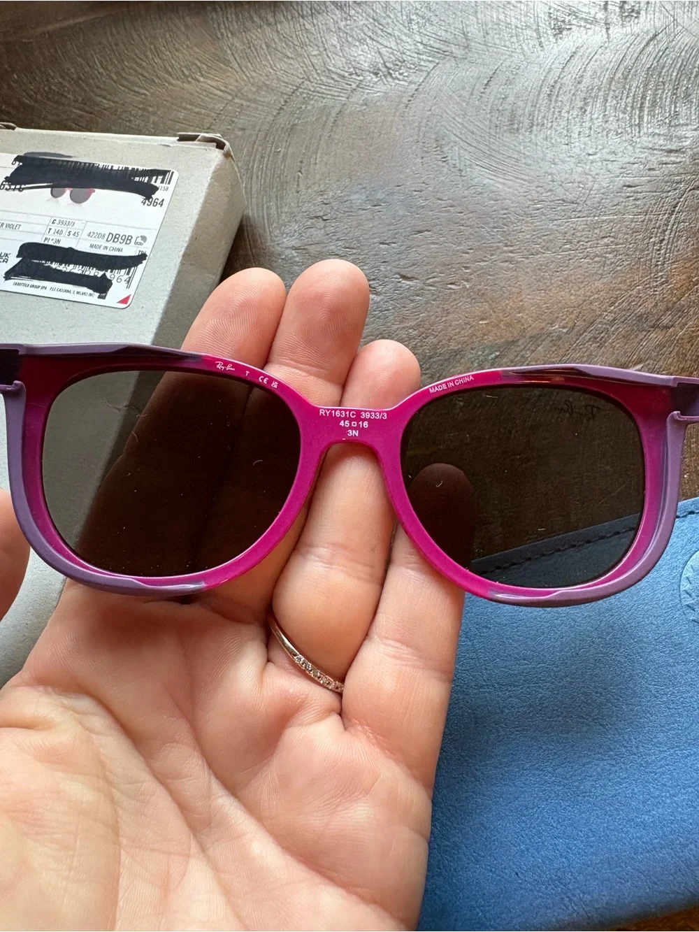 Ray-Ban Kids clip On Hot Pink Sunglasses with Black Lenses
